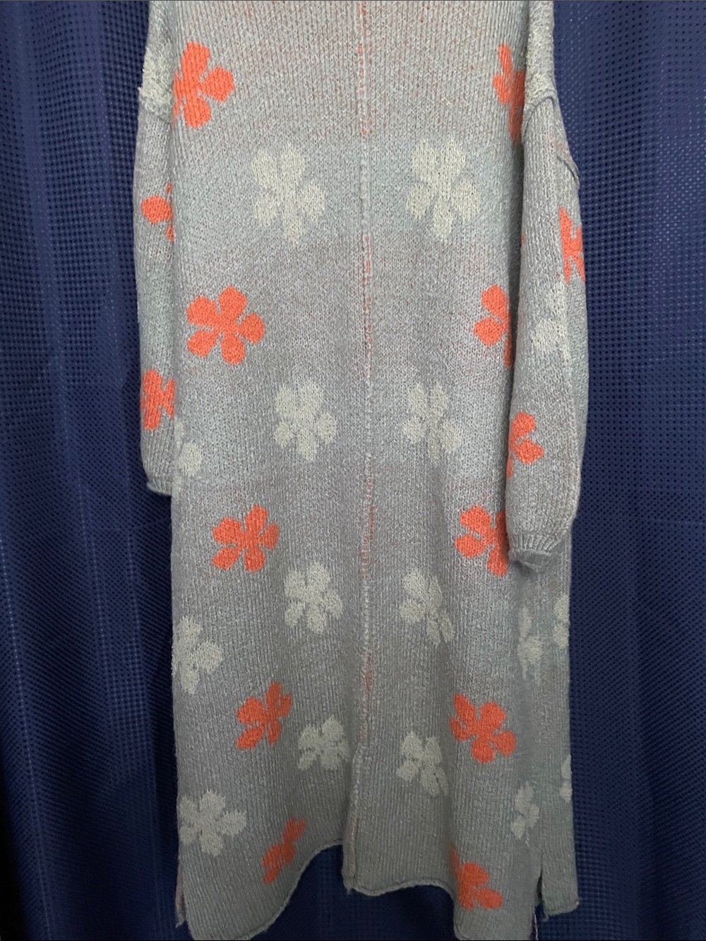POL Floral Stripe Open-Front Cardigan - Gray & Coral - Picture 6 of 14